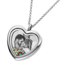 Engraved Personalized Photo Heart Floating Crystal Chain Necklace Pendant Handmade Gift - Mixed Colors