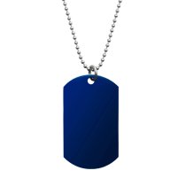 Blue - Personalized Message One Side Text Engraved Stainless Steel Custom Dog Tag w/ Dot Ball Chain Necklace 24" - Handmade