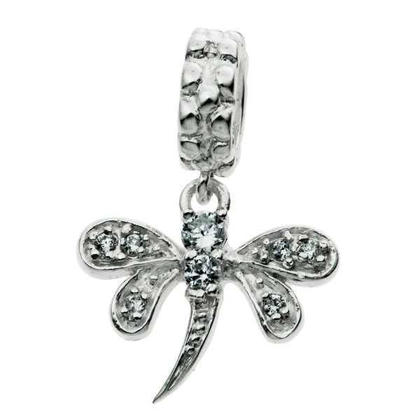 Sterling Silver Dragonfly Clear Crystal CZ Bead Charm For Pandora Troll Biagi Chamilia