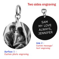 2-sided Personalized Photo and Message Engraving Custom Pendant Dangle Charm Bead for European Charm Bracelets