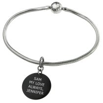 1-sided Personalized Message Engraving Custom Pendant Dangle Charm Bead for European Charm Bracelets