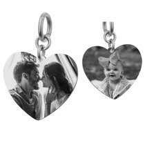 Heart Plate 2 Sides Personalized Photo Engraving Pendant Dangle Charm for European Charm Bracelets
