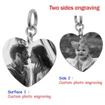 Heart Plate 2 Sides Personalized Photo Engraving Pendant Dangle Charm for European Charm Bracelets
