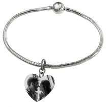 Heart Plate 2 Sides Personalized Photo Engraving Pendant Dangle Charm for European Charm Bracelets