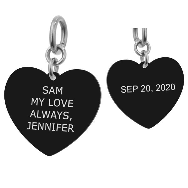 Heart Plate 2 Sides Personalized Message Engraving Pendant Dangle Charm for European Charm Bracelets