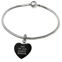 Heart Plate 2 Sides Personalized Message Engraving Pendant Dangle Charm for European Charm Bracelets