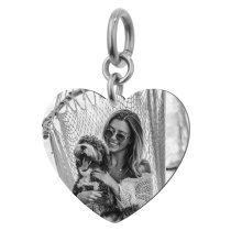 Heart Plate 1 Side Personalized Photo Engraving Pendant Dangle Charm for European Charm Bracelets