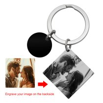 Personalized Custom Date Text Photo Calendar Engraving Heart Square Dog Tag Pendant Keychain Lovers Couples Valentine's Day Birthday Anniversary Christmas Special Day Gift