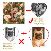 Heart Plate 1-sided Engraving Personalized Photo Pendant Chain Necklace 18.5 in + 2.5 in