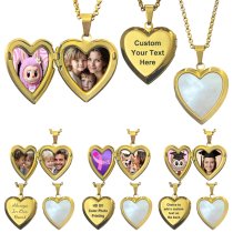 Heart Plate 1-sided Engraving Personalized Photo Pendant Chain Necklace 18.5 in + 2.5 in