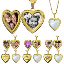 Heart Plate 1-sided Engraving Personalized Photo Pendant Chain Necklace 18.5 in + 2.5 in