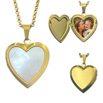 Heart Plate 1-sided Engraving Personalized Photo Pendant Chain Necklace 18.5 in + 2.5 in