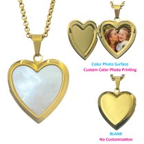 Heart Plate 1-sided Engraving Personalized Photo Pendant Chain Necklace 18.5 in + 2.5 in