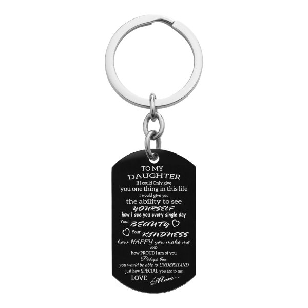 To My Daughter From Mom Text Engraving Custom Dog Tag Key Chain - Handmade …