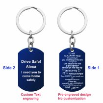 Blue - To My Daughter From Mom Text Engraving Custom Dog Tag Key Chain - Handmade