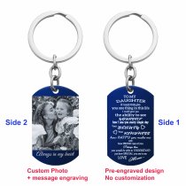 Blue - To My Daughter From Mom Photo/text Engraving Custom Dog Tag Key Chain - Handmade