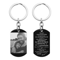 To My Daughter From Dad Photo Engraving Custom Dog Tag Key Chain - Handmade