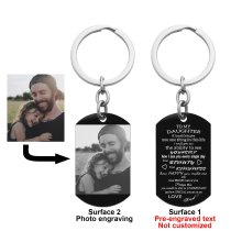 To My Daughter From Dad Photo Engraving Custom Dog Tag Key Chain - Handmade