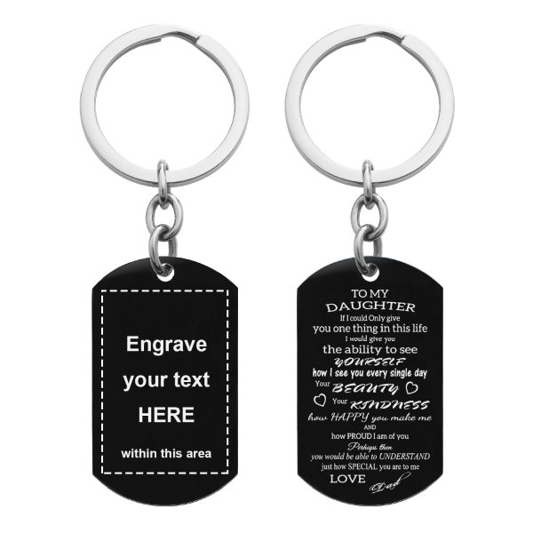 To My Daughter From Dad Text Engraving Custom Dog Tag Key Chain - Handmade