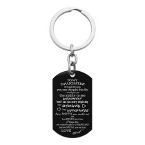 To My Daughter From Dad Text Engraving Custom Dog Tag Key Chain - Handmade