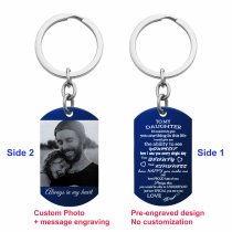 Blue - To My Daughter From Dad Photo/text Engraving Custom Dog Tag Key Chain - Handmade