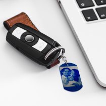 Blue - To My Daughter From Dad Photo/text Engraving Custom Dog Tag Key Chain - Handmade