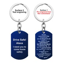 Blue - To My Daughter From Dad Text Engraving Custom Dog Tag Key Chain - Handmade