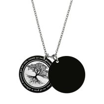 Double Round Plates Family Tree Photo Engraving Personalized Pendant Chain Necklace 18.5 in + 2.5 in