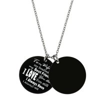 Double Round Plates to My Wife Photo Engraving Personalized Pendant Chain Necklace 18.5 in + 2.5 in