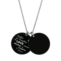 Double Round Plates to My Daughter Mother Love Forever Photo Engraving Personalized Pendant Chain Necklace 18.5 in + 2.5 in