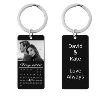 Custom Engraved Personalized Calendar Date + Photo Dog Tag Keychain