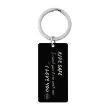 Queenberry Ride Safe Love Custom Engraved Personalized Text Dog Tag Keychain