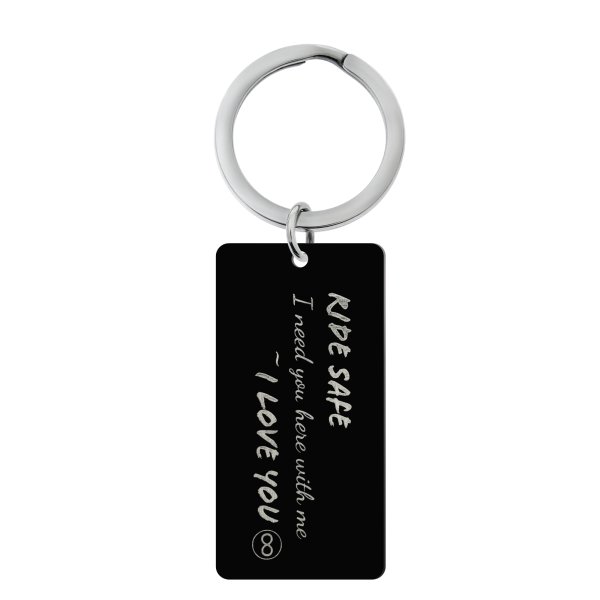 Queenberry Ride Safe Love Custom Engraved Personalized Text Dog Tag Keychain