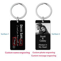 Queenberry Drive Safe Love Custom Engraved Personalized Photo Text Message Dog Tag Keychain