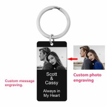 Queenberry Drive Safe Love Custom Engraved Personalized Photo Text Message Dog Tag Keychain