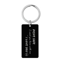 Queenberry Drive Safe Love Custom Engraved Personalized Text Dog Tag Keychain