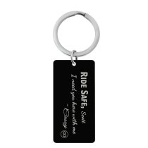 Queenberry Ride Safe Love Custom Engraved Personalized Name Text Dog Tag Keychain