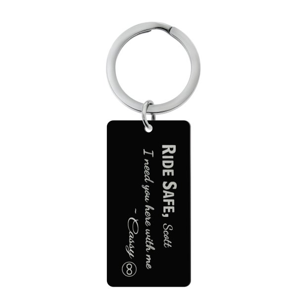 Queenberry Ride Safe Love Custom Engraved Personalized Name Text Dog Tag Keychain