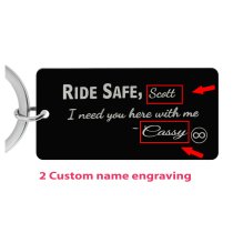 Queenberry Ride Safe Love Custom Engraved Personalized Name Text Dog Tag Keychain