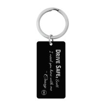 Queenberry Drive Safe Love Custom Engraved Personalized Name Text Dog Tag Keychain