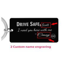 Queenberry Drive Safe Love Custom Engraved Personalized Name Text Dog Tag Keychain