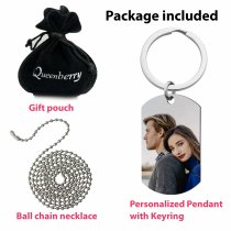 B & W Photo Engraving + Laser Engraved Personalized Stainless Steel Custom Dog Tag Key Chain - Handmade