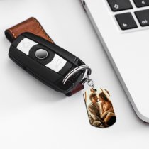 Full Color Photo Printing Stainless Steel Custom Dog Tag Key Chain - Handmade- Black