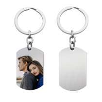Full Color Photo Printing Personalized Message Engraving Stainless Steel Custom Dog Tag Key Chain - Handmade- Silver