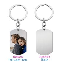 Full Color Photo Printing Personalized Message Engraving Stainless Steel Custom Dog Tag Key Chain - Handmade- Silver