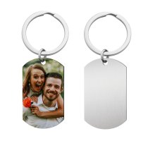 Full Color Photo Printing Stainless Steel Custom Dog Tag Key Chain - Handmade- Silver
