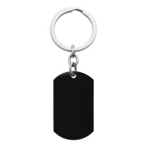 Full Color Photo Printing + Oval Fingerprint Laser Engraved Personalized Message Stainless Steel Custom Dog Tag Key Chain - Black