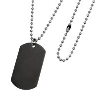Full Color Photo Printing + Oval Fingerprint Laser Engraved Personalized Message Stainless Steel Dog Tag w/ Dot Ball Chain Necklace 24" - Handmade