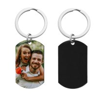 Full Color Photo Printing Stainless Steel Custom Dog Tag Key Chain - Handmade- Black