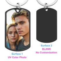 Full Color Photo Printing Stainless Steel Custom Dog Tag Key Chain - Handmade- Black